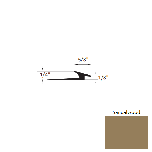 Johnsonite Sandalwood Vinyl Moulding / Trim - 5/8" X 12 Ft (144") X 1/4" - 1/8" Slim Line Transition - Slim Line Transition