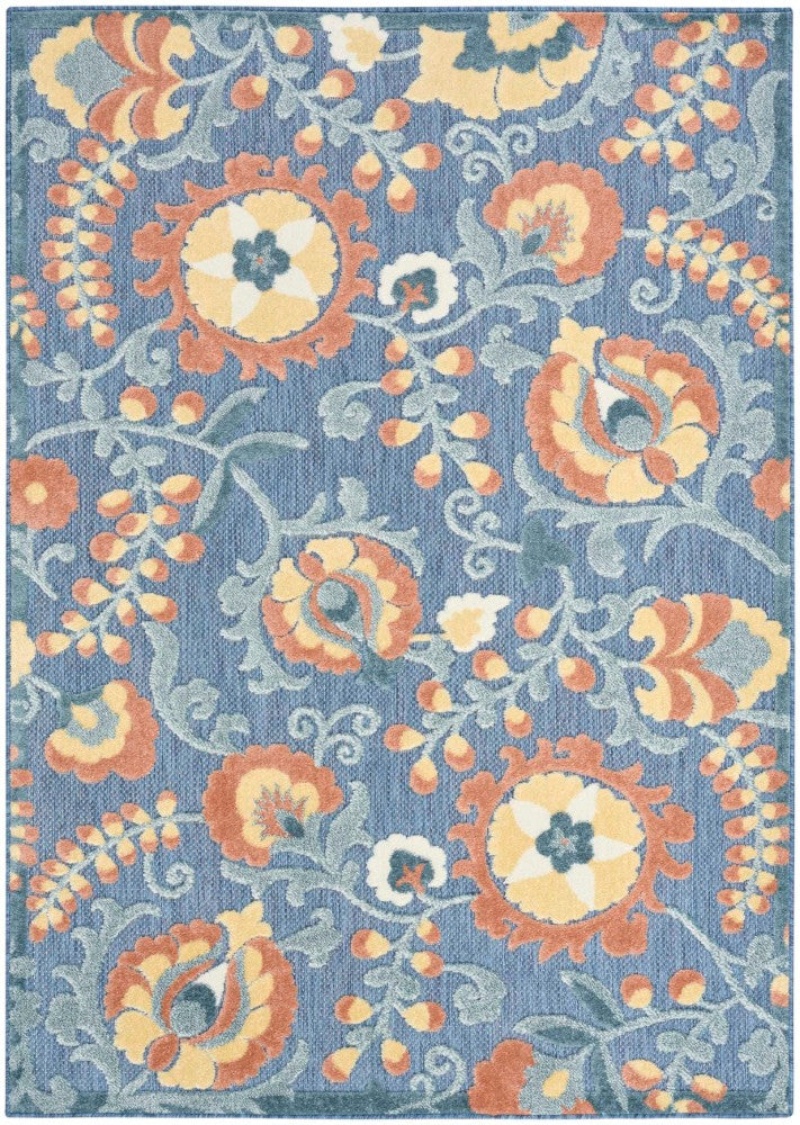 Aloha Blue Rose Alh17 Polypropylene & Polyester Contemporary Area Rug - 3 Ft X 4 Ft - Blue Rose