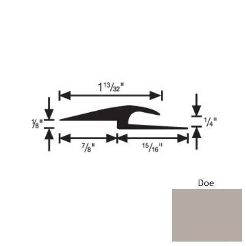 Flextones Doe Vinyl 167 Tile And Carpet Joiner - 1/4" X 12 Ft - Thermoplastic
