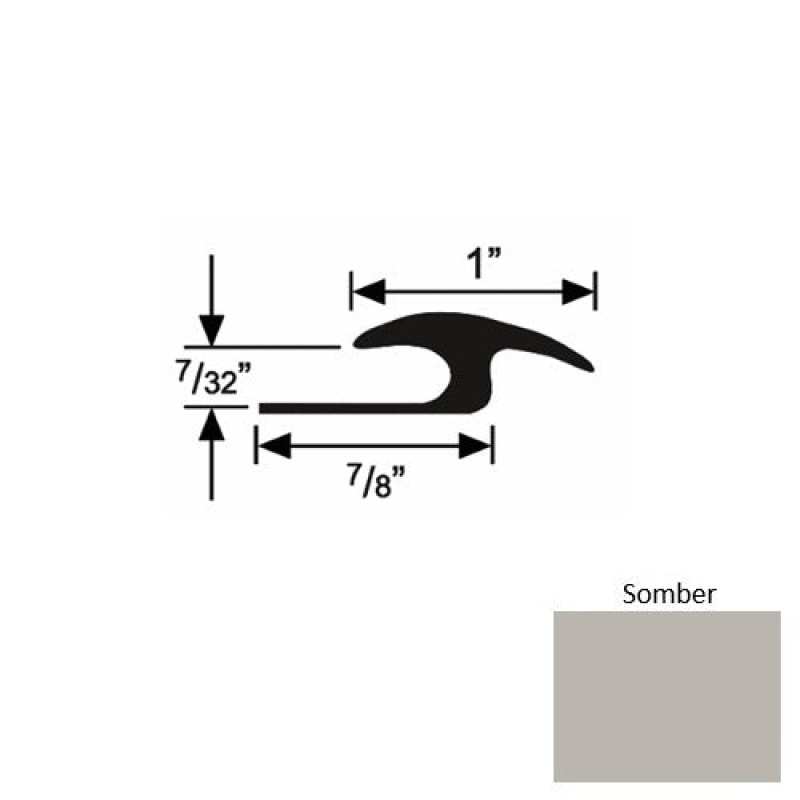 Solid 50 Somber Rubber Tile / Carpet Joiner - 7/8" X 9 Ft (108") X 7/32"