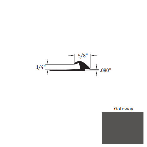 Johnsonite Gateway Vinyl Moulding / Trim - 5/8" X 12 Ft (144") X .080" - 1/4" Slim Line Transition - Slim Line Transition