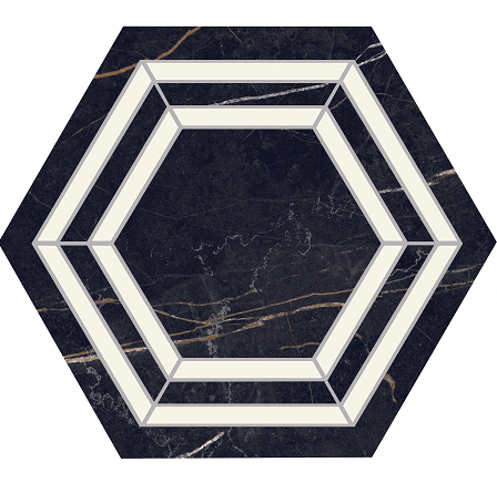 Perpetuo Tuxedo Deco Matte Porcelain Hexagon Tile