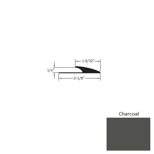 Johnsonite Charcoal Vinyl Moulding / Trim - 1 9/32" X 12 Ft (144") X 1/4" Edge Guard - Edge Guard
