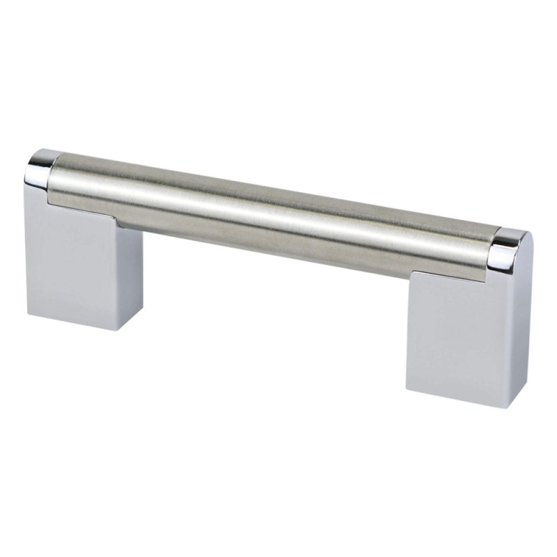 Berenson Studio Remix Stainless Steel Bar Pull - Brushed Nickel / Polished Chrome