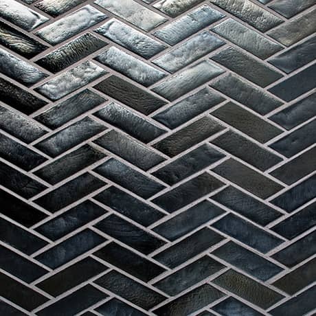 Illuminary Pewter Glass Mosaic - 12" X 12" Modified Herringbone - Matte