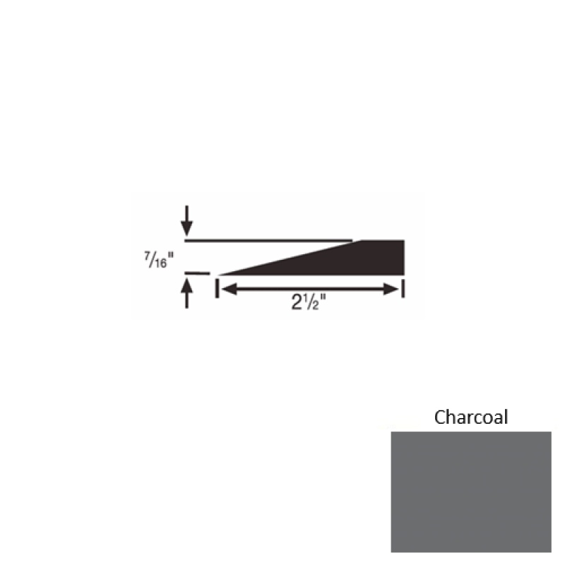 Solid 20 Charcoal Rubber Transitional Reducer - 2 1/2" X 9 Ft (108") X 7/16"