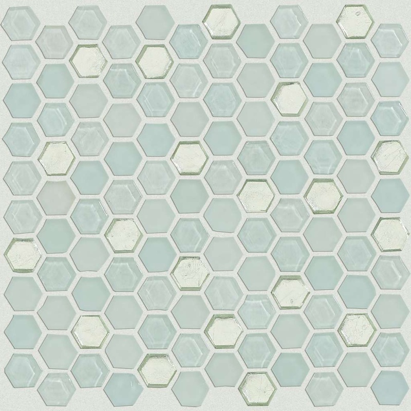 Molten Glass Cs52v Platinum Glass Mosaic - Hexagon - Glossy