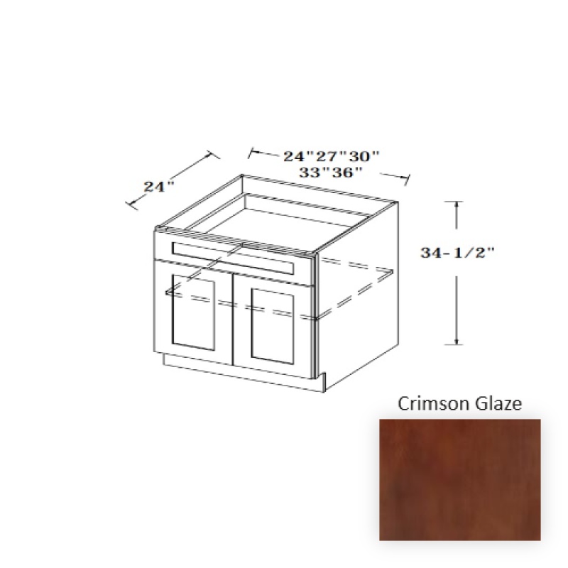 Crimson Glaze Wood Kitchen Base Cabinet