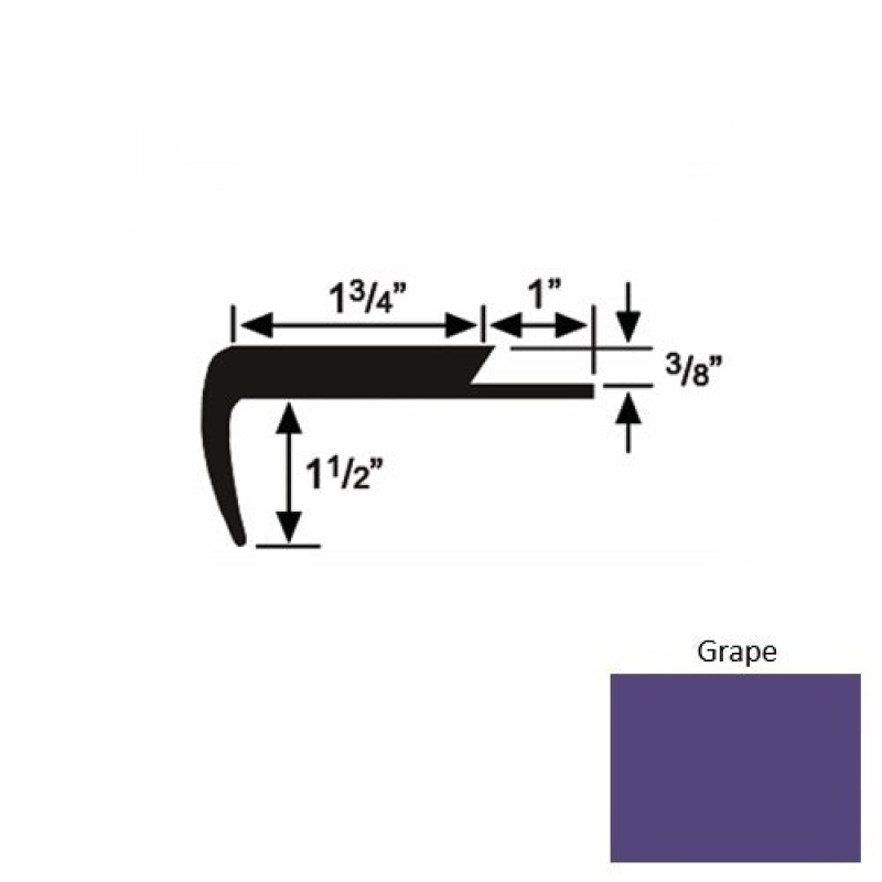 Solid 11 Grape Rubber Single Flange Carpet Stair Nosing (Sq) - 1 3/4" X 9 Ft (108")