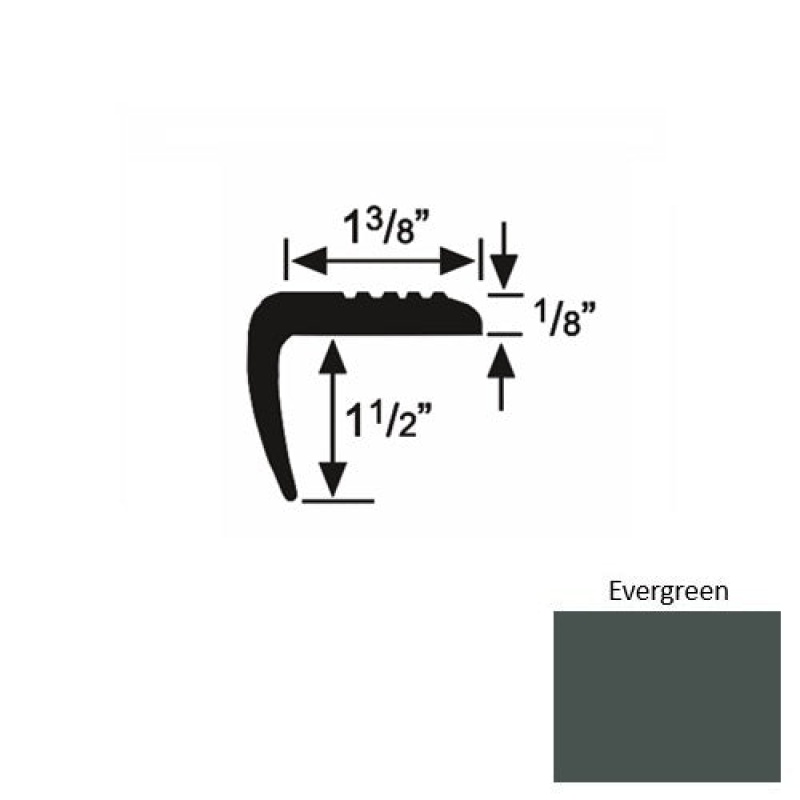 Solid 05 Evergreen Rubber Domestic Stair Nosing (Sq) - 1 3/8" X 9 Ft (108")