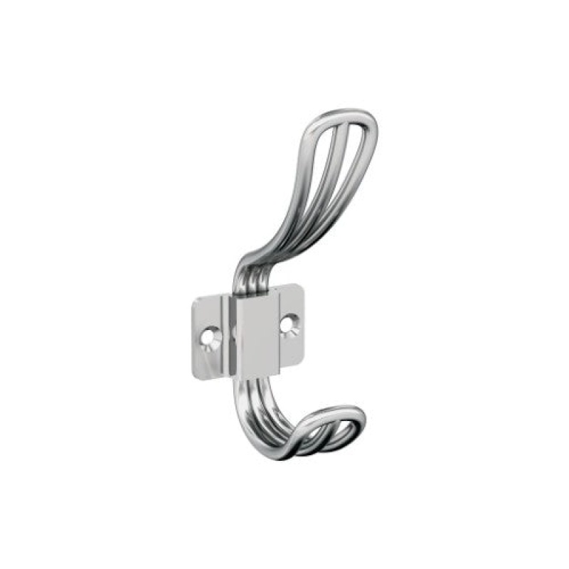 Vinland Zinc Double Prong Decorative Hook - Polished Chrome - 4 11/16" (119 Mm) Length