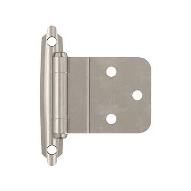 Sterling Nickel Steel Face Frame Self Close Surface Mount Cabinet Hinge - 3/8" (10 Mm) Inset - Sterling Nickel