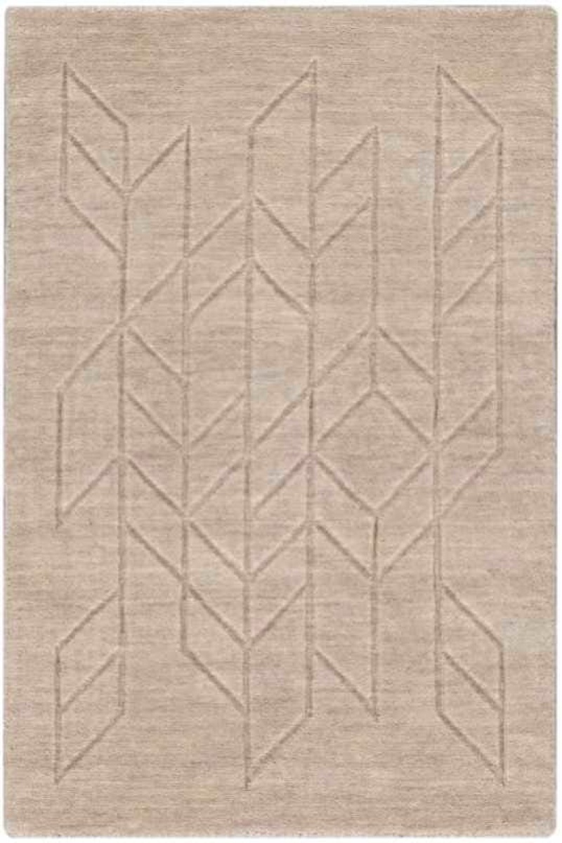 Alessia Beige Wool Area Rug, 5 ft x 8 ft