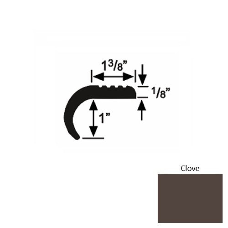 Solid 06 Clove Rubber Domestic Stair Nosing (Rd) - 1 3/8" X 9 Ft (108")
