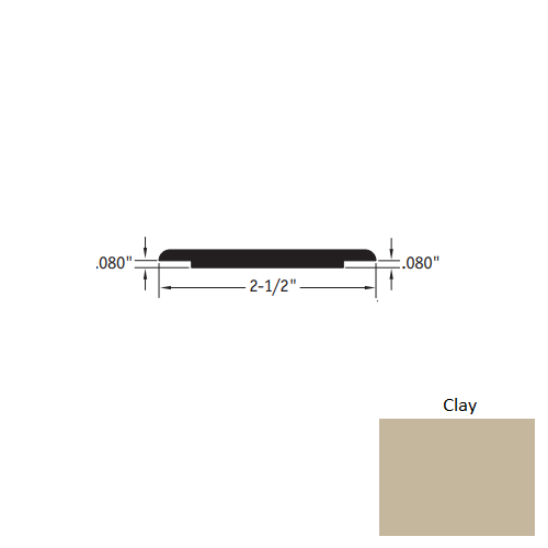 Johnsonite Clay Vinyl Moulding / Trim - 2 1/2" X 12 Ft (144") X .080" - .080" Wheeled Traffic Transition - Wheeled Traffic Transition