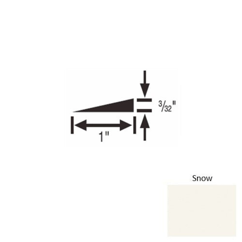 Solid 48 Snow Rubber Reducer Strip - 1" X 9 Ft (108") X 3/32"