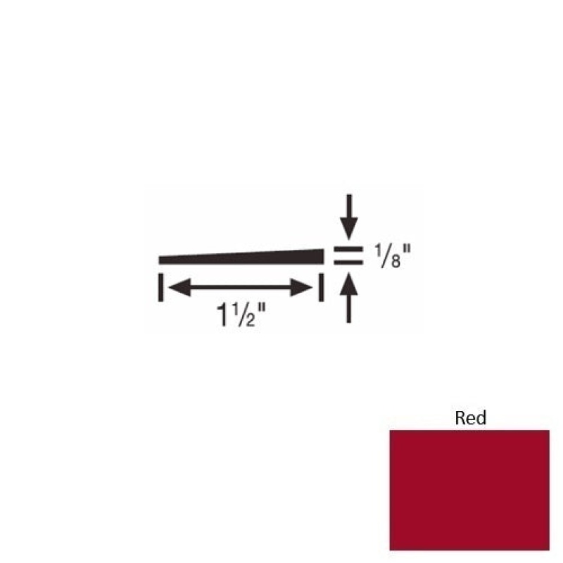 Solid 45 Red Rubber Reducer Strip - 1 1/2" X 9 Ft (108") X 1/8"