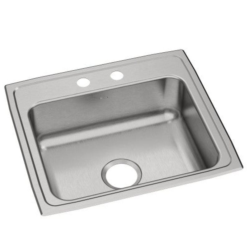 Psr22192 Celebrity Stainless Steel Drop In Single Bowl Kitchen Sink - 22" X 19 1/2" X 7 1/8" With 2 Holes - Stainless Steel