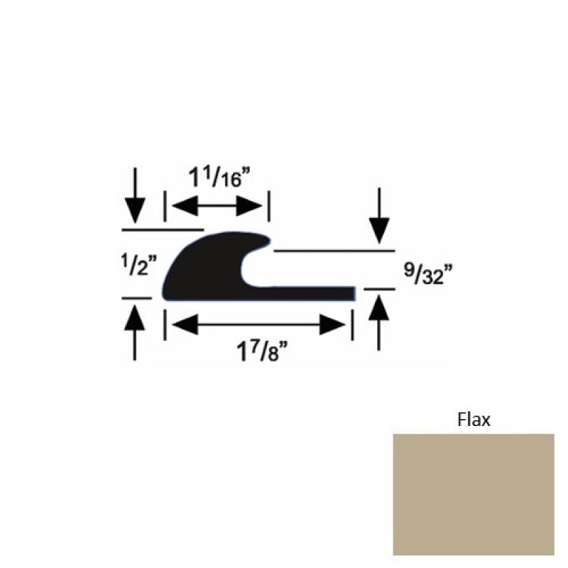 Solid 40 Flax Rubber Carpet Edge Guard - 1 7/8" X 9 Ft (108") X 9/32"