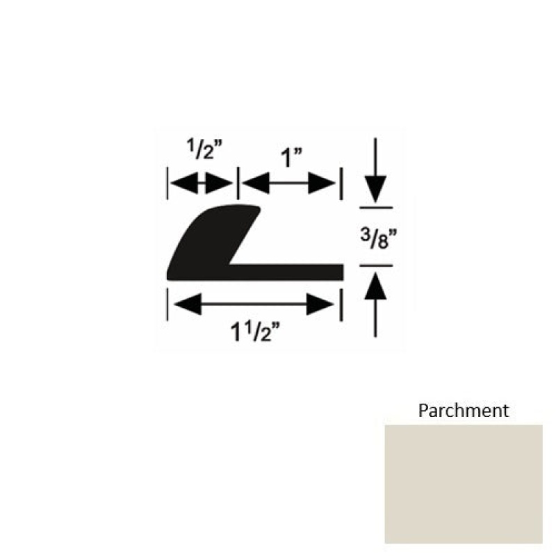 Solid 37 Parchment Rubber Underlap Carpet Edge - 1 1/2" X 9 Ft (108") X 3/8"