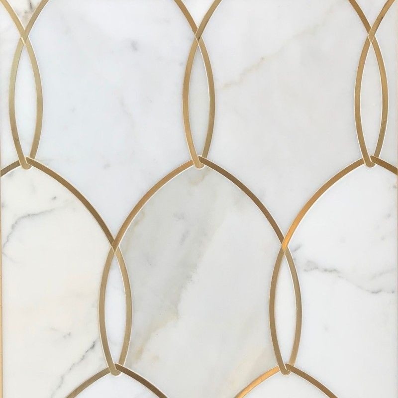 Calacatta Gold & Brass Marble Mosaic - Gentle Net - Polished