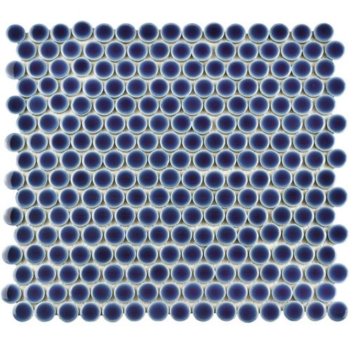 Hudson Smoky Blue Porcelain Mosaic - Penny Round - Glossy