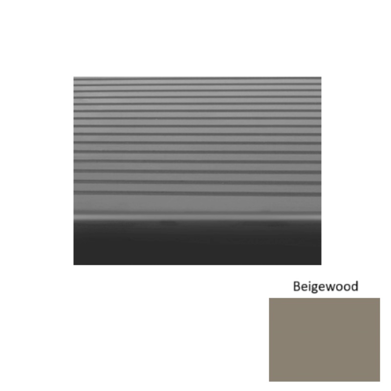 Solid 80 Beige Wood Light Duty Rib Rubber (Sq) With Safety Yellow Abrasive Strip Stair Tread - Ribbed