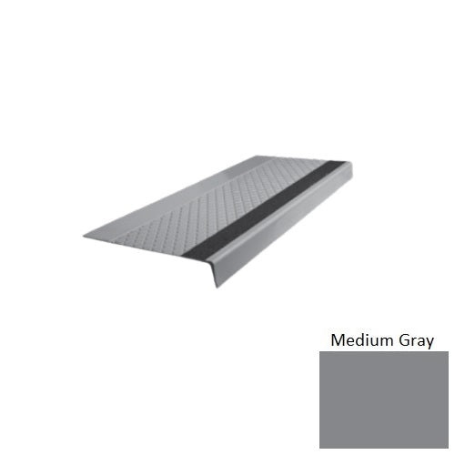 Flextones Medium Gray Type 685 With Flush Ribbed / Smooth Insert Distinct Designs Rubber - 12" X 72" Stair Tread - Diamond Profile Design