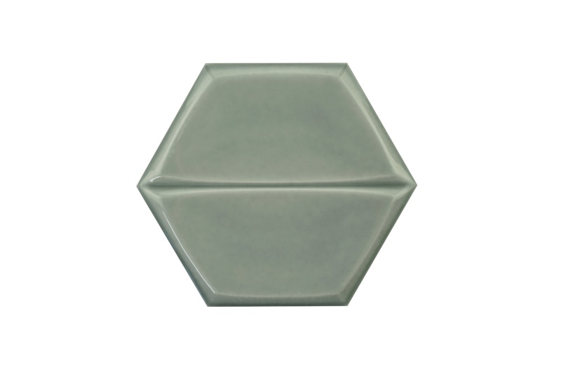 Magnolia Smoke Ceramic Tile - Glossy - 7" X 7" Hexagon
