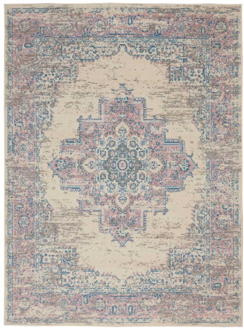 Grafix Ivory / Pink Polypropylene Vintage Area Rug