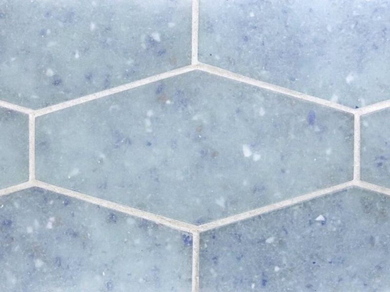Liquid Moonfalls Glass Mosaic - Large Elongated Hexagon - Frosted