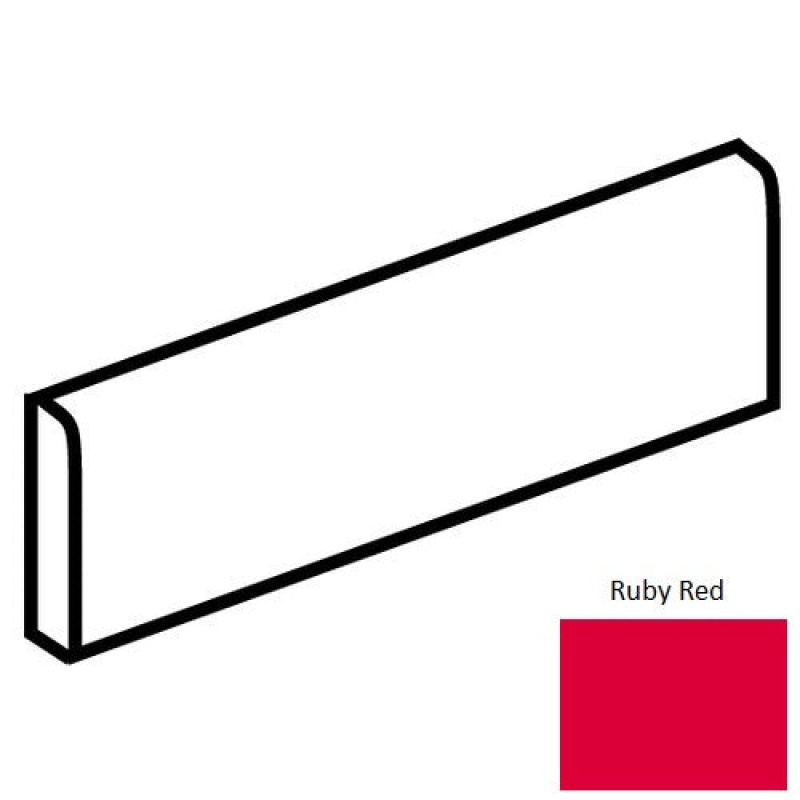 Bright & Matte Ruby Red Ceramic Wall Trim - 2" X 6" Bullnose - Glossy