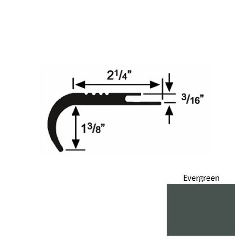 Solid 18 Evergreen Rubber Undercut Carpet Nosing (Rd) - 2 1/4" X 9 Ft (108")