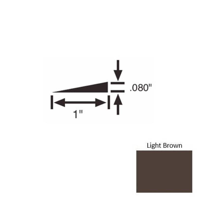 Solid 21 Light Brown Rubber Reducer Strip - 1" X 9 Ft (108") X 0.080"