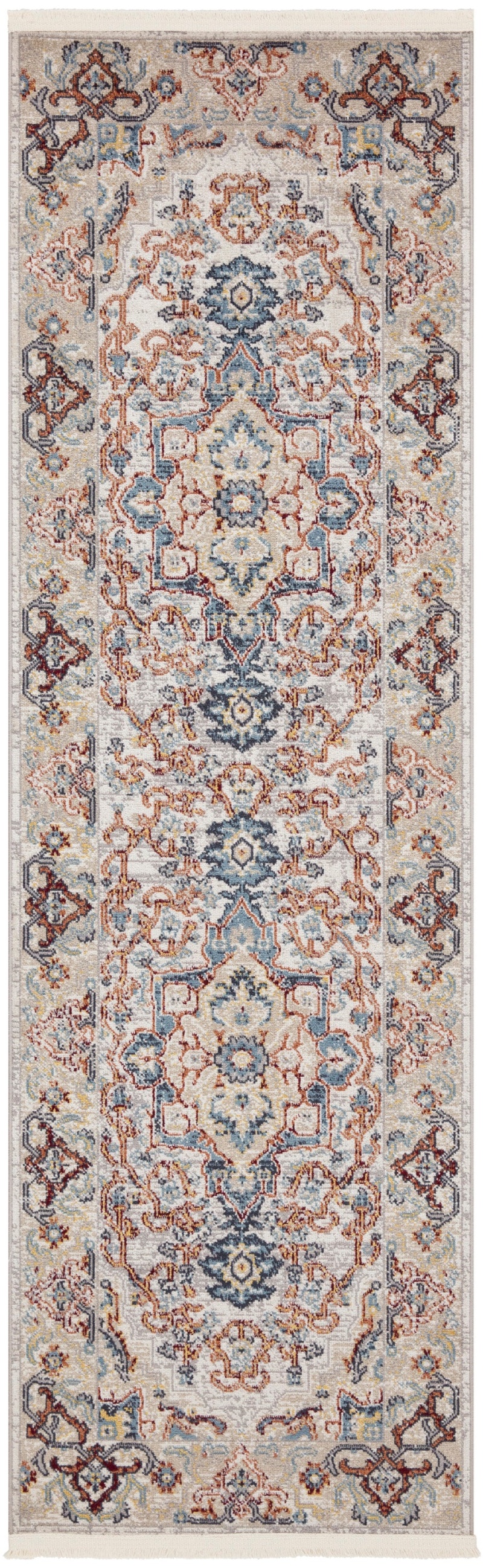 Carina Grey Blue Multicolor 8 Ft Runner Area Rug