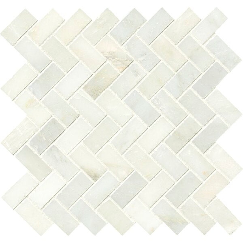 Greecian White Marble Mosaic - 1" X 3" Herringbone - Polished