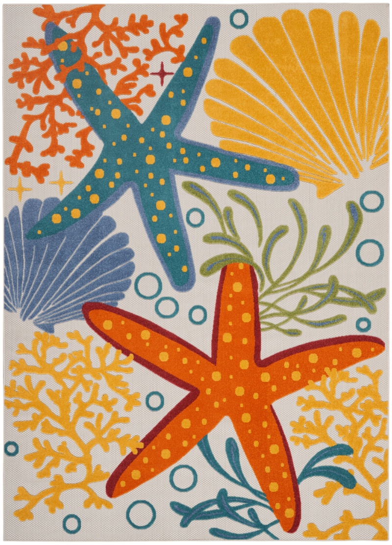 Aloha Alh24 Multicolor Polypropylene Coastal Area Rug