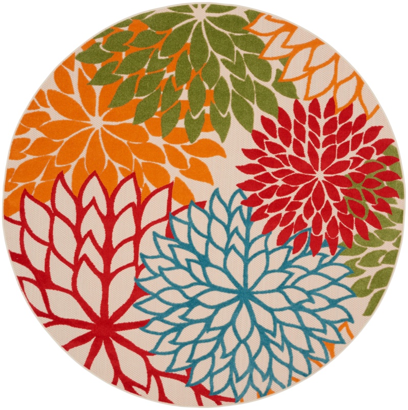 Aloha Green Polypropylene Tropical Area Rug