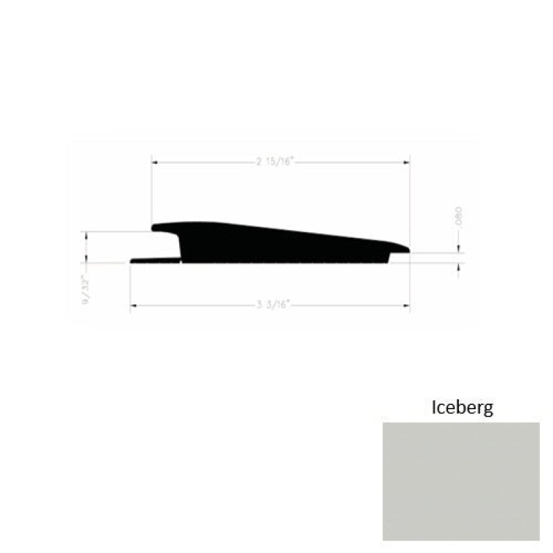 Solid 73 Iceberg Rubber Rolling Traffic Transition - 3 3/16" X 9 Ft (108") X 1/4" - 0.080"