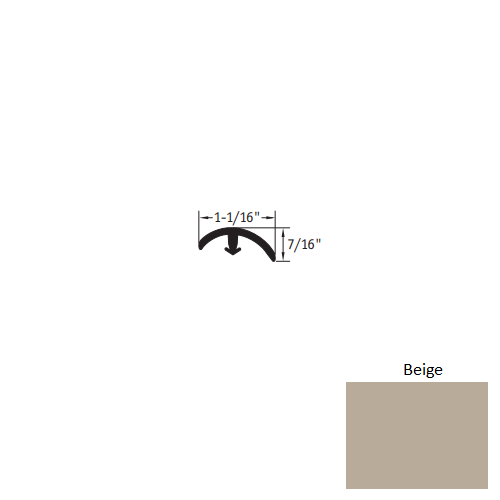 Johnsonite Beige Vinyl Moulding / Trim - 1 1/16" X 12 Ft (144") X 1/4" & 5/16" - 1/8" T Molding - T Molding