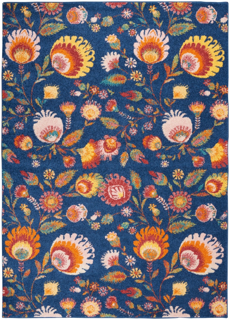 Allur Alr08 Navy Multicolor Polypropylene Farmhouse Area Rug