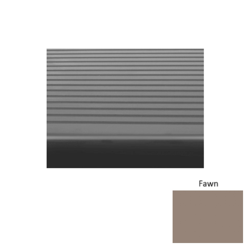 Solid 80 Fawn Light Duty Rib Rubber (Sq) With Safety Yellow Abrasive Strip Stair Tread - Ribbed