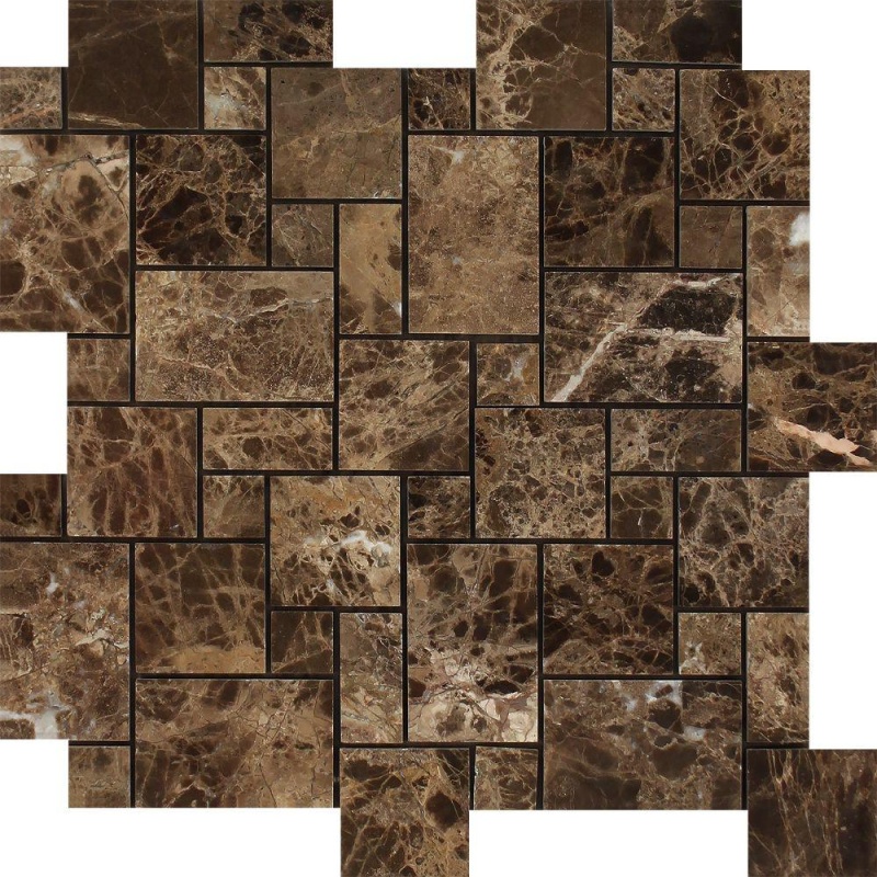 Emperador Dark Marble Mosaic - Mini Versailles Pattern - Polished
