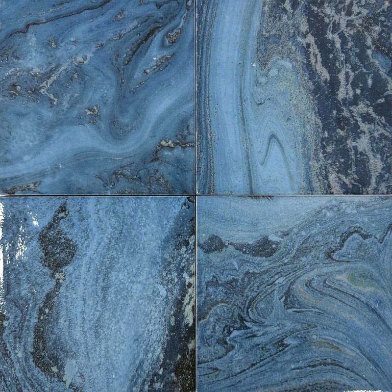 Swirl Blue Porcelain Tile - Polished - 6" X 6"