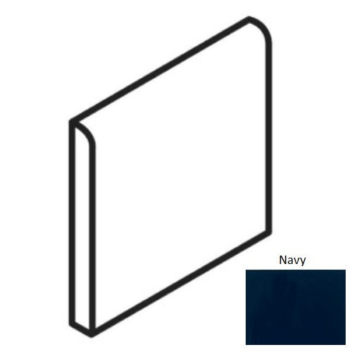 Color Wheel Classic Navy Ceramic Wall Trim - 6" X 6" Bullnose - Semi Gloss