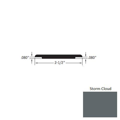 Johnsonite Storm Cloud Vinyl Moulding / Trim - 2 1/2" X 12 Ft (144") X .080" - .080" Wheeled Traffic Transition - Wheeled Traffic Transition