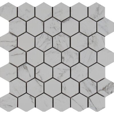 Pietra Carrara Porcelain Mosaic - 2" X 2" Hexagon - Matte