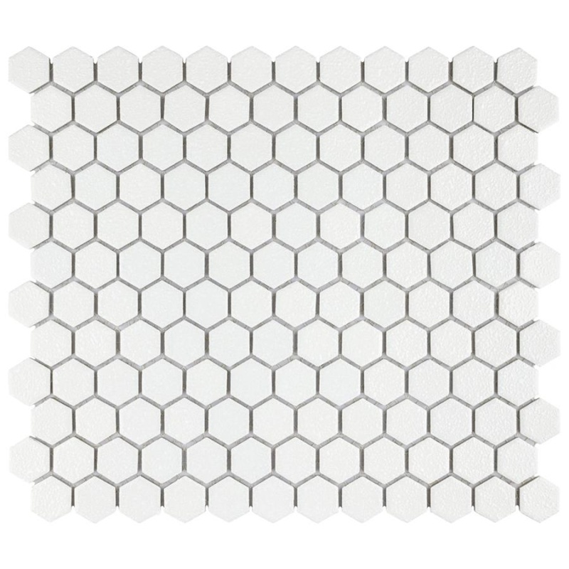 Hudson Crystalline White Porcelain Mosaic - 1" Hexagon - Glossy