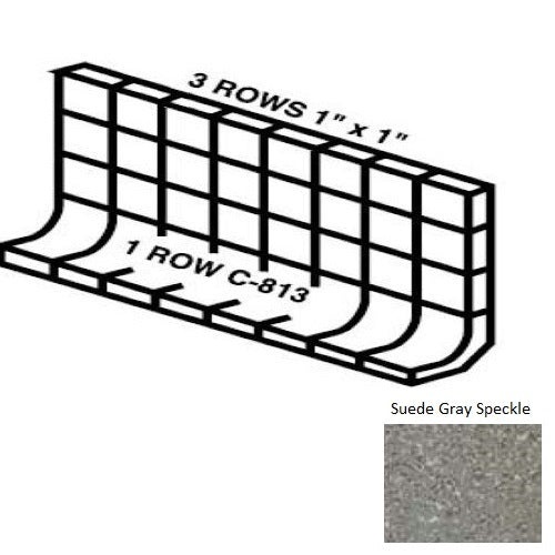 Keystones Unglazed Mosaic Suede Gray Speckle Porcelain Wall Trim - 4" X 12" Built Up Base (Mb4c) - Matte