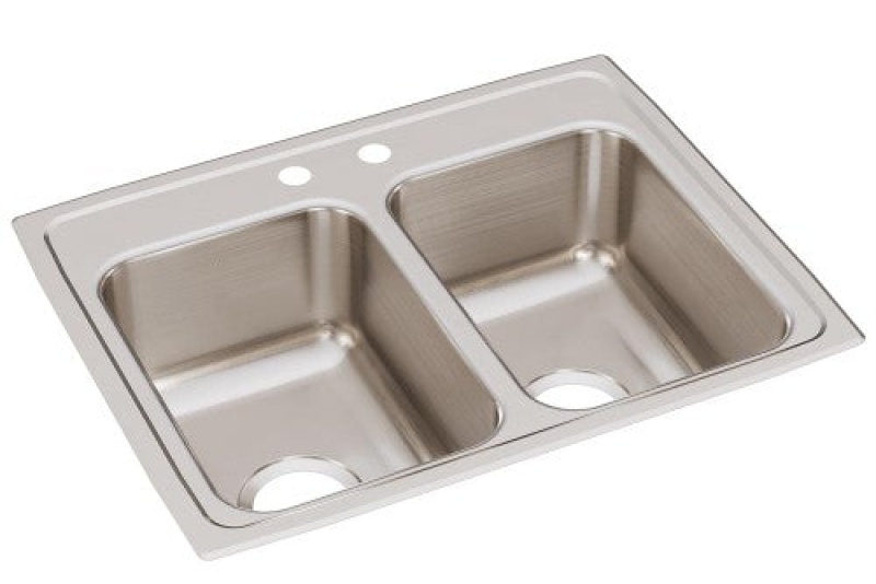 Lr25192 Lustertone Classic Stainless Steel Drop In Double Bowl Kitchen Sink - 25" X 19 1/2" X 7 5/8" With 2 Holes - Stainless Steel